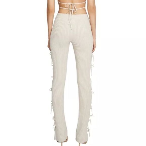 GUIZIO Rib Knit Tie Pant in Light Oat Small Revolve Cashmere - Picture 7 of 16